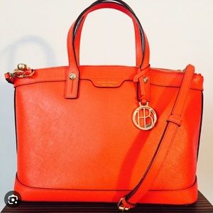 Henri Bendel Saffiano Leather Satchel.